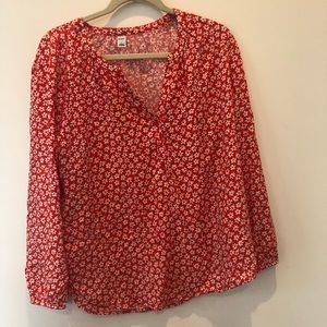 Old Navy Split Neck Blouse with Floral Pattern